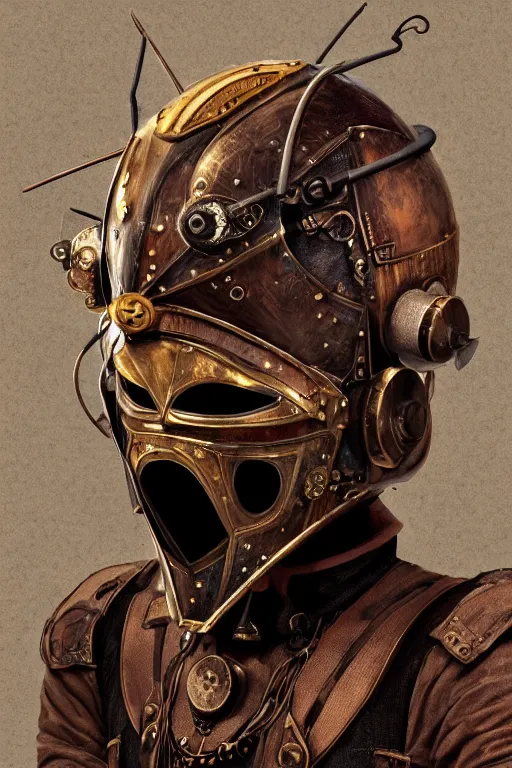 Image similar to steampunk helmet fantasy art mask robot ninja stylized digital illustration sharp focus, elegant intricate digital painting artstation concept art global illumination ray tracing advanced technology chaykin howard and campionpascale and cooke darwyn and davis jack