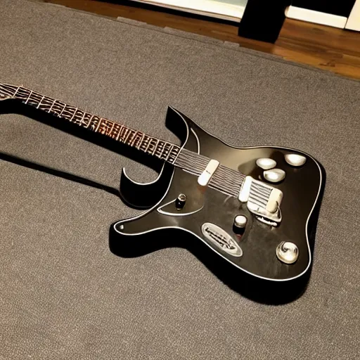 Image similar to an electric guitar made entirely out of metal