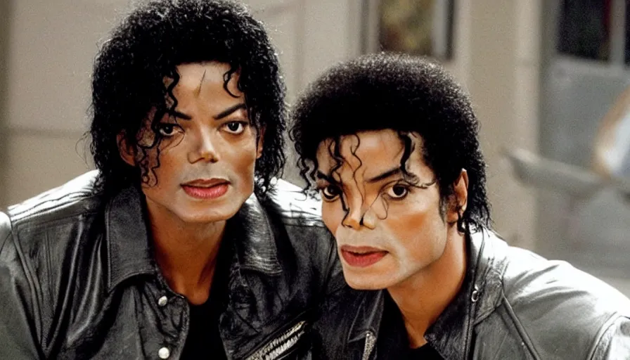 Image similar to michael jackson with short hair and will smith in men in black 3