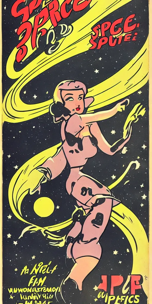 Image similar to old 1930s cartoon, space babe