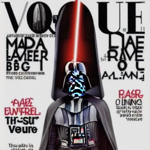 Prompt: Darth Vader Vogue Cover