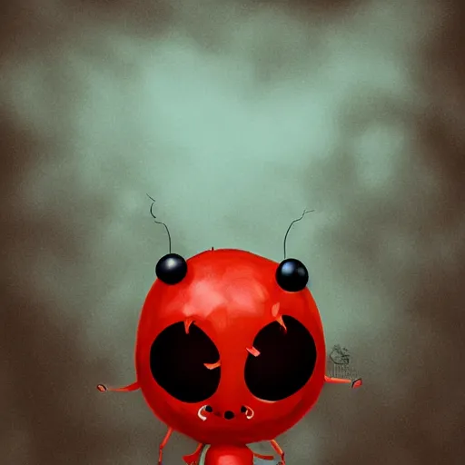 Prompt: ladybug as a monster, trending on artstation, scary atmosphere, nightmare - like dream
