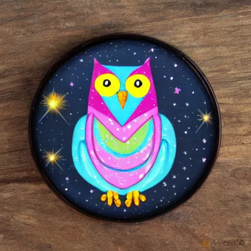 Image similar to rainbow cosmic cute owl