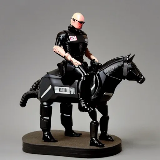Image similar to robocop sitting on a horse