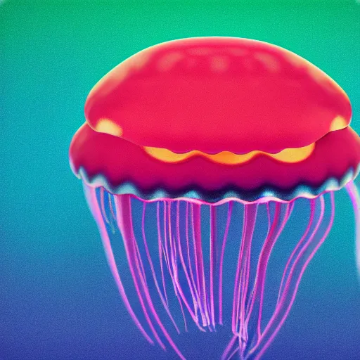 Image similar to hamburger mix jellyfish, cg, 8 k, sharp focus, style by andy warhol