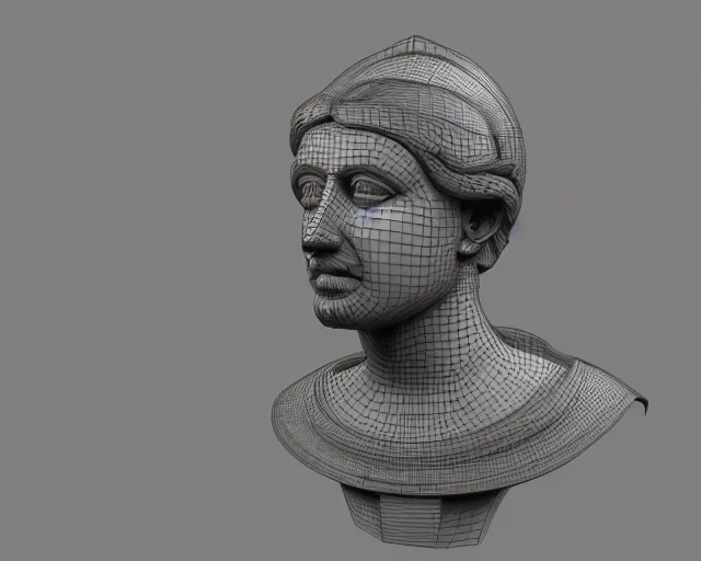 Prompt: 3 d render of a renaissance sculpture head, with neon art, hyper detailed