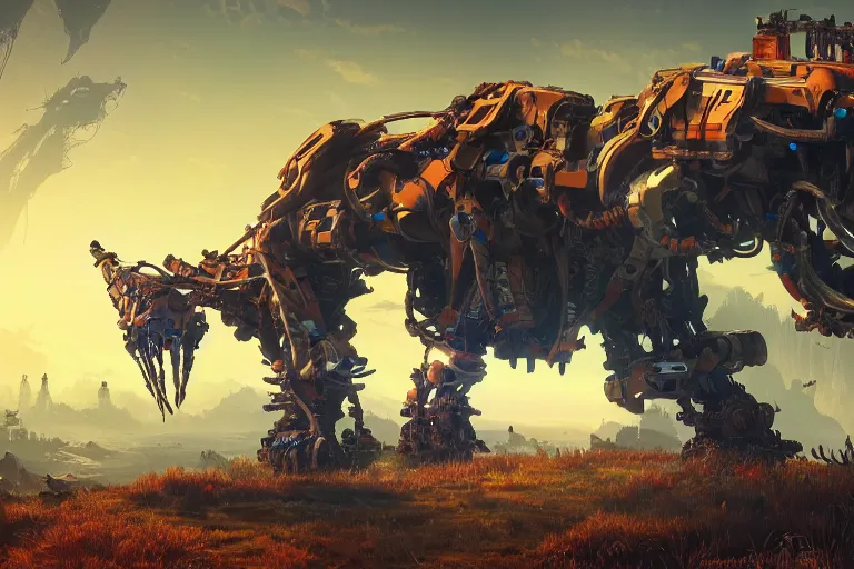 Image similar to sawtooth machine mecanical creature robot of horizon forbidden west horizon zero dawn bioluminiscence global illumination ray tracing hdr fanart arstation by ian pesty and alena aenami artworks in 4 k