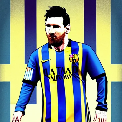 Prompt: Lionel Messi in the style of gta v artwork, digital art