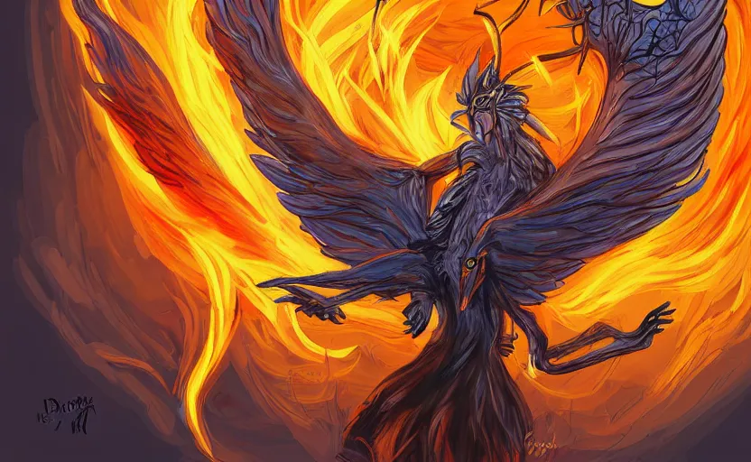 wizard summoning the phoenix from hell, digital art | Stable Diffusion ...