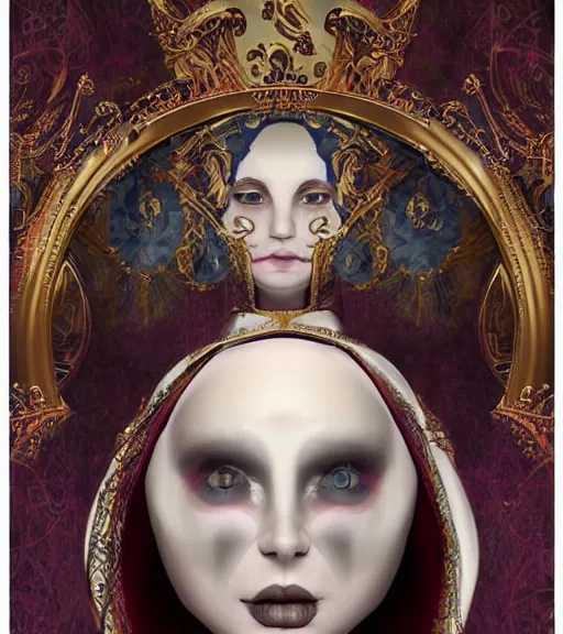 Image similar to beautiful female character inspired by venice carnival, kuruminha and nun | | digital artwork made by greg rutswork, anna dittmann and lois van barlee, symmetrical, anatomically correct