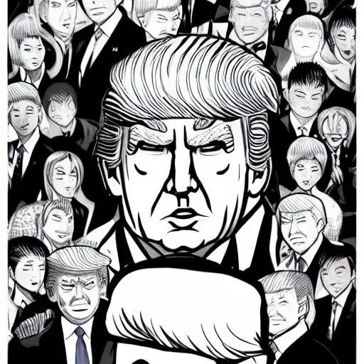 Image similar to donald trump in the style of yusuke murata