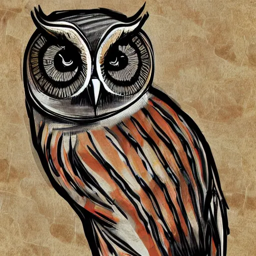 Image similar to owl playing panpipe, digital art