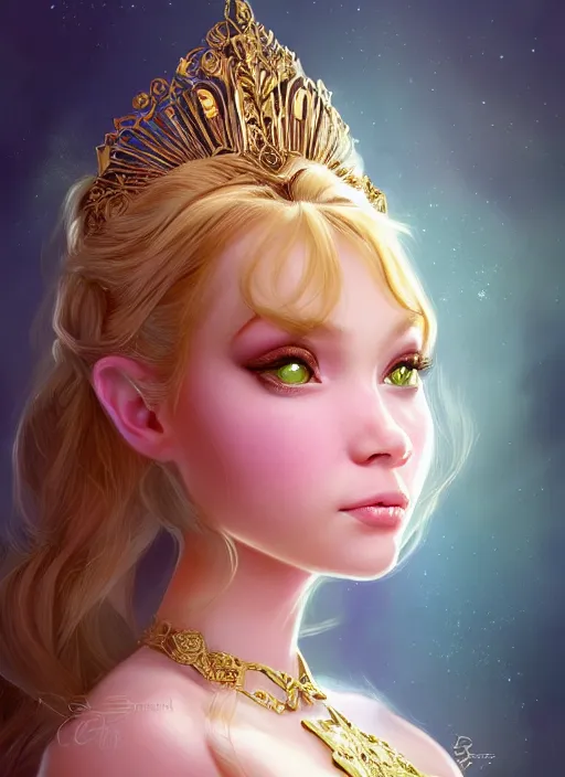 Image similar to portrait of a princess pig!!!, fantasy, intricate, elegant, beautiful, digital art, beautiful dynamic lighting, golden ratio, highly detailed, digital painting, trending on artstation, concept art, smooth, sharp focus, illustration, photo realistic, art by artgerm and greg rut, 4 k