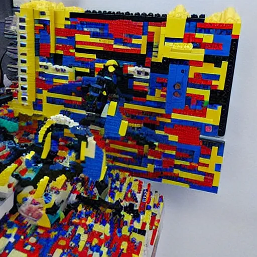 Image similar to “ jan 6 th insurrection, constructed with lego ”