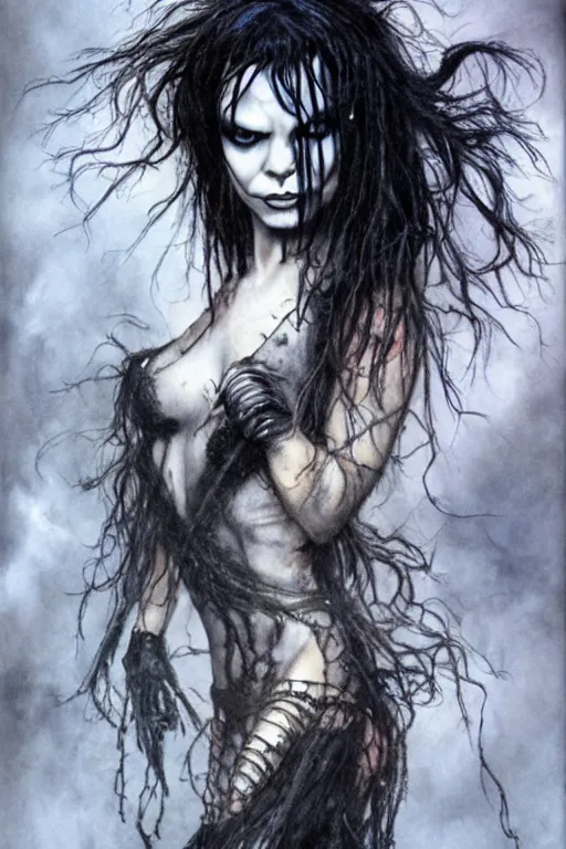 Image similar to full body portrait of anya taylor joy as death from sandman, by luis royo