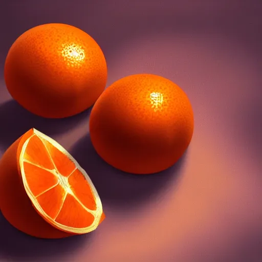 Image similar to slixed oranges lying on silk cloth, fog, volumetric lighting, intricate, beautiful, highly detailed, digital painting, concept art, smooth, sharp focus, illustration, trending on artstation