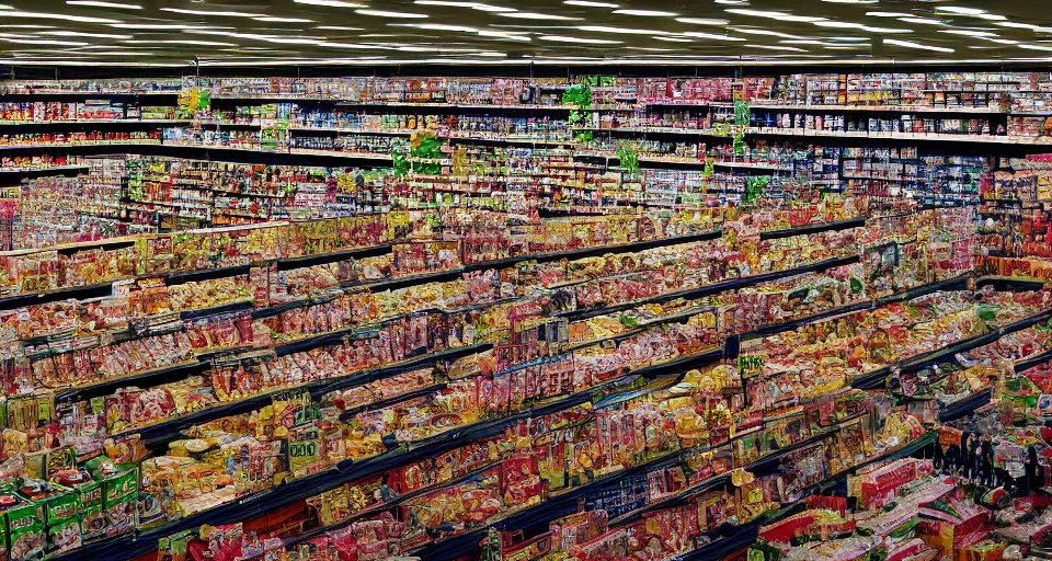 Image similar to a photography of a supermarket full of people by andreas gursky