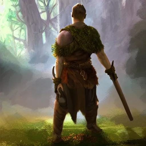 Prompt: dnd druid that looks like matt damon in last duel. concept art, fantasy, volumetric lighting, digital art