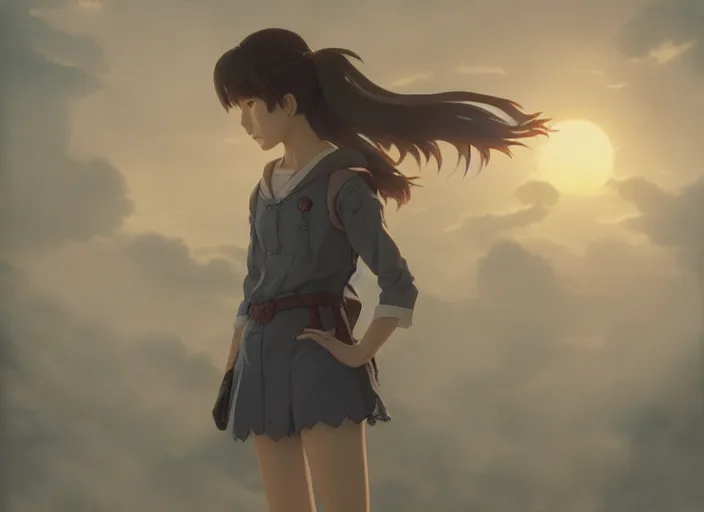 Prompt: a 3 d film animation still portrait of a 2 0 0 0's manga heroine, finely detailed features, sun light, painted by greg rutkowski, akira toriyama studio ghibli