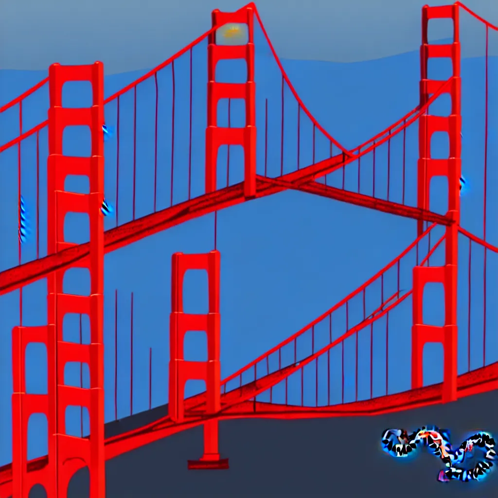 Prompt: octopus attacking golden gate bridge, vector art, 8k, trending on artstation