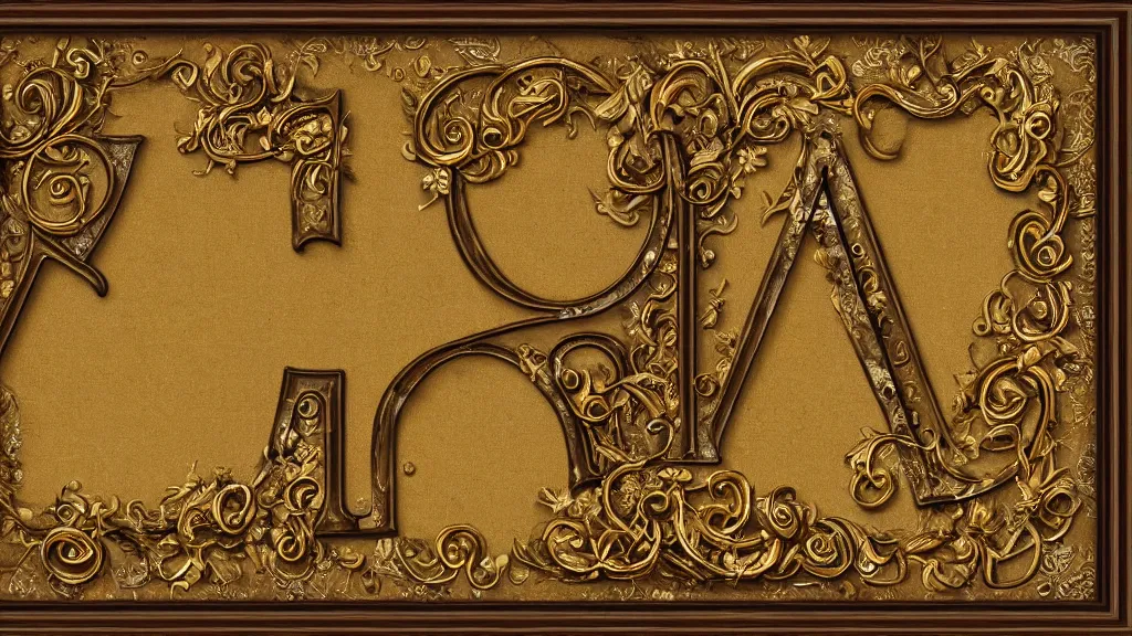 Prompt: oil painting of the letter M type M detailed typography baroque with frame photorealistic