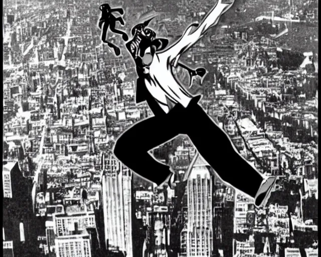 Prompt: anime king kong climbing the empire state building with bi-planes flying around him