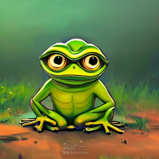 Prompt: Pepe the frog warrior character in Vasya Lozhkin artist style, HD , 4K, oil on canvas, sharp focus, cinematic composition, dramatic pose, hyper detailed