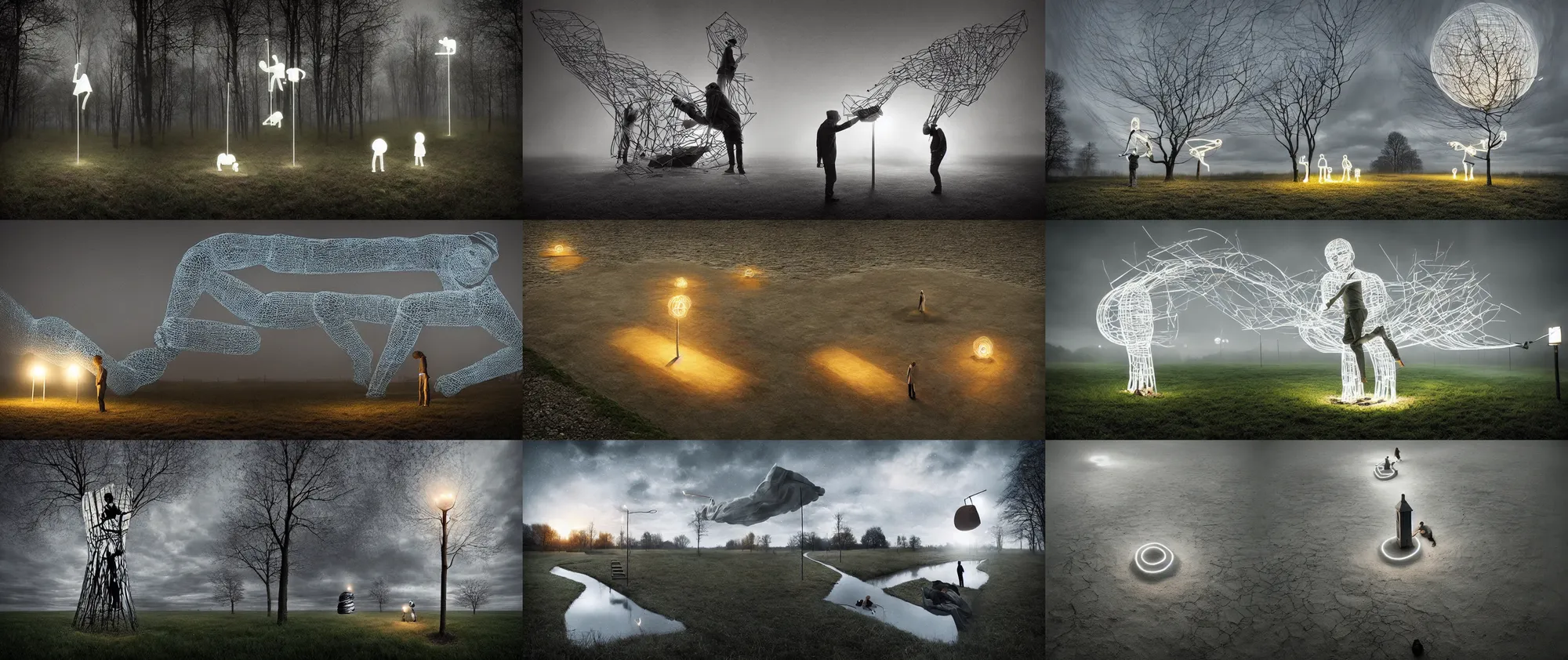 Image similar to light sculpture by erik johansson, do androids dream