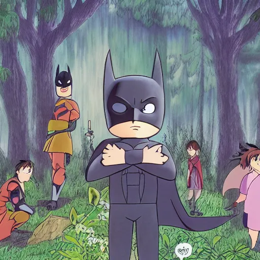 Prompt: Batman in the magical forest by Studio Ghibli, 4k