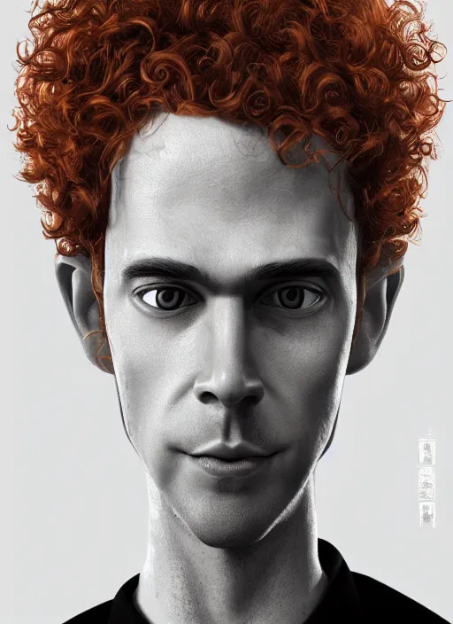 Image similar to illustration of curly orange hair men as a self portrait, smooth, unreal engine 5, octane, reflects, masterpiece artwork, ultra detailed, artgerm, as pixar film poster, digital art, trending on artstation, behance, deviantart