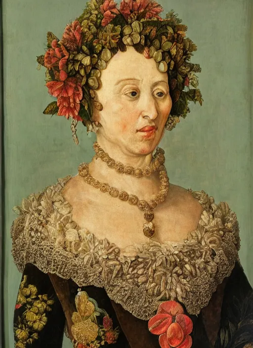 Image similar to a portrait of a noble woman in the style of gioseppo arcimboldo,