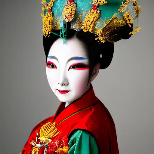 Prompt: Award-winning photography of a Chinese opera singer, studio photography
