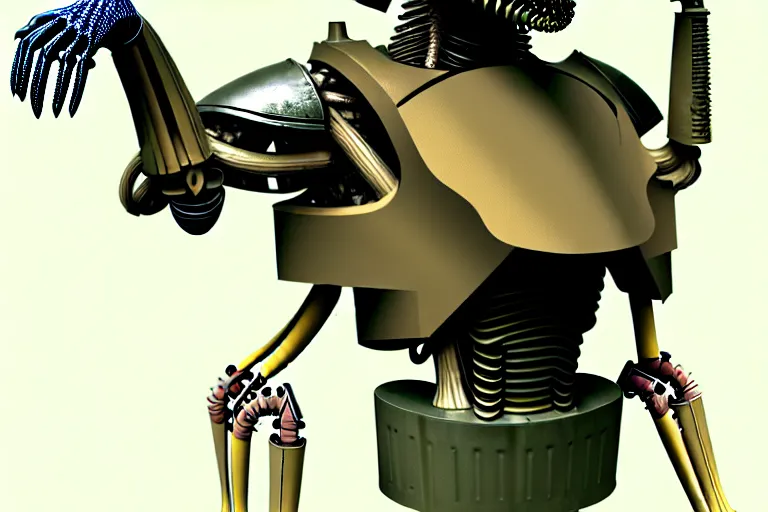 Prompt: armored up biomechanical waste disposal soldier, insectoid, muted colours, dark, sewage, amateur hr giger