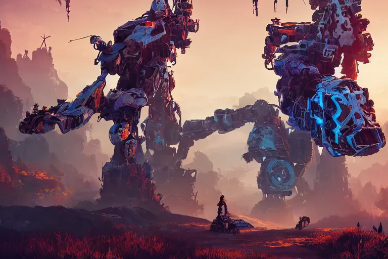 Image similar to scrapper machine mecanical creature robot of horizon forbidden west horizon zero dawn bioluminiscence global illumination ray tracing hdr fanart arstation by ian pesty and alena aenami artworks in 4 k