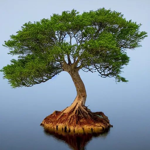 Image similar to an actual binary tree growing on the data lake shores