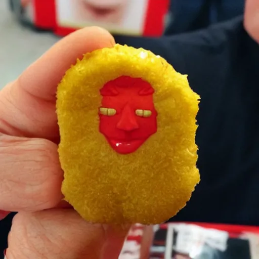 Image similar to chicken nuggets in the shape of donald trump