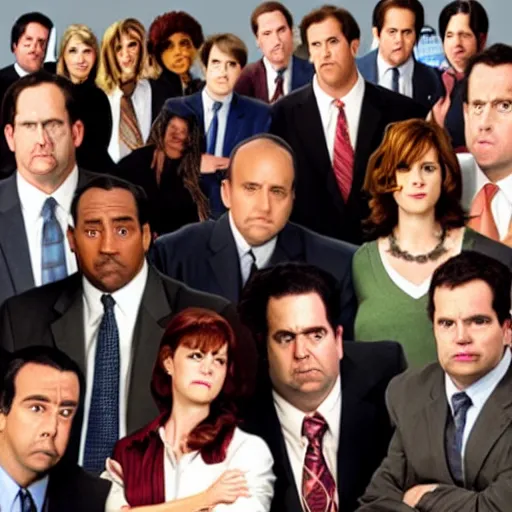 Image similar to The Office cast, realistic, macro,