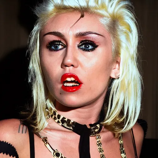 Image similar to Miley Cryus dressed as Debbie Harry