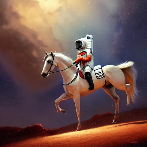 Prompt: a horse riding an astronaut, hyperrealism, no blur, 4 k resolution, ultra detailed, style of ron cobb, adolf hiremy - hirschl, syd mead, ismail inceoglu, rene margitte