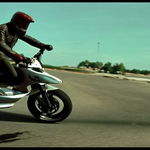 Image similar to jetmoto bike, movie still, cinematic Eastman 5384 film