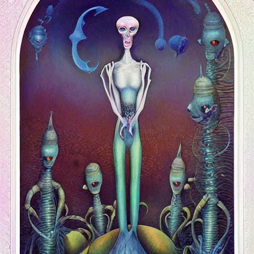 Image similar to portrait of surreal alien , artwork by Daniel Merriam,