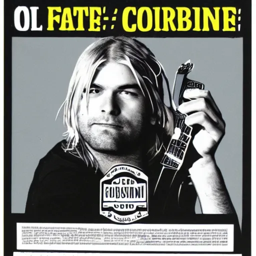 Image similar to old fat kurt cobain advertising gun front page