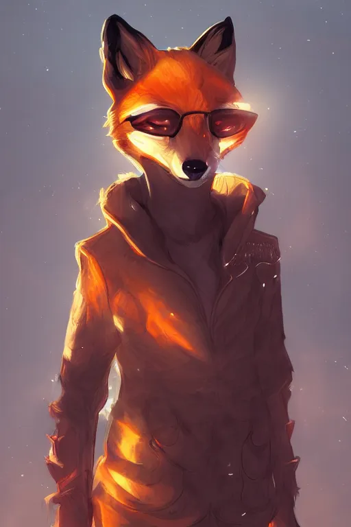 Image similar to a fox fursona, trending on artstation, by kawacy, furry art, digital art, cyberpunk, high quality, backlighting