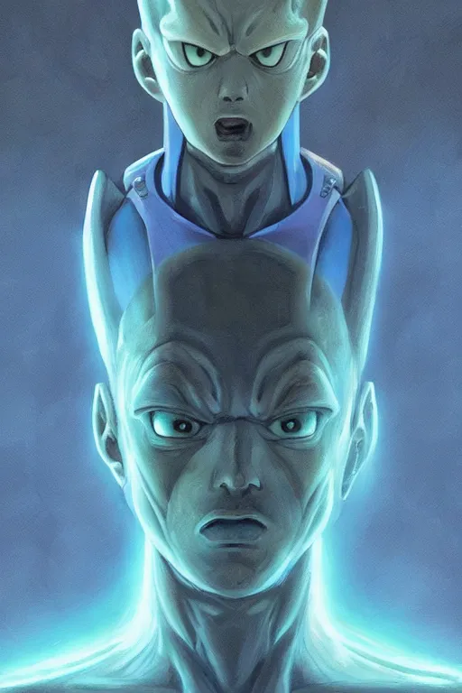 Image similar to portrait from a handsome blue masculine extraterrestrial alien, sci - fi art, akira toriyama, trending on artstation