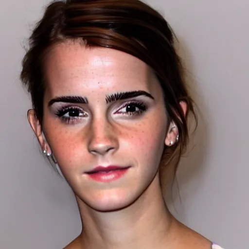 Image similar to a woman who is a combination of emma watson and kim kardashian, close up