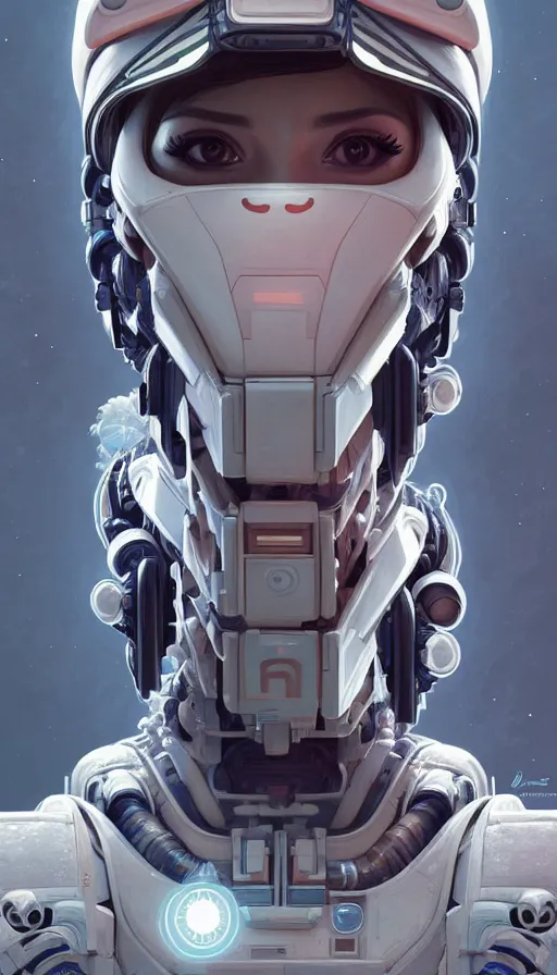 Image similar to symmetry!! portrait of a robot astronaut, floral! horizon zero dawn machine, intricate, elegant, highly detailed, digital painting, artstation, concept art, smooth, sharp focus, illustration, art by artgerm and greg rutkowski and alphonse mucha, 8 k