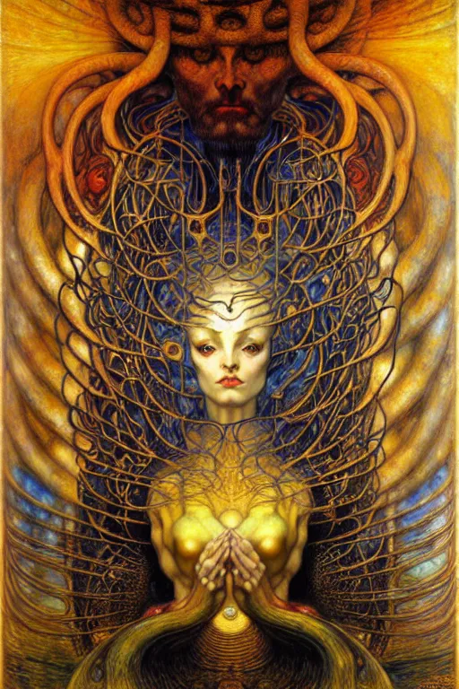 Image similar to Divine Chaos Engine by Karol Bak, Jean Delville, William Blake, Gustav Klimt, and Vincent Van Gogh, symbolist, visionary