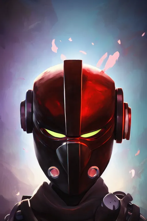 Image similar to epic mask helmet robot ninja portrait stylized as fornite style game design fanart by concept artist gervasio canda, behance hd by jesper ejsing, by rhads, makoto shinkai and lois van baarle, ilya kuvshinov, rossdraws global illumination radiating a glowing aura global illumination ray tracing hdr render in unreal engine 5