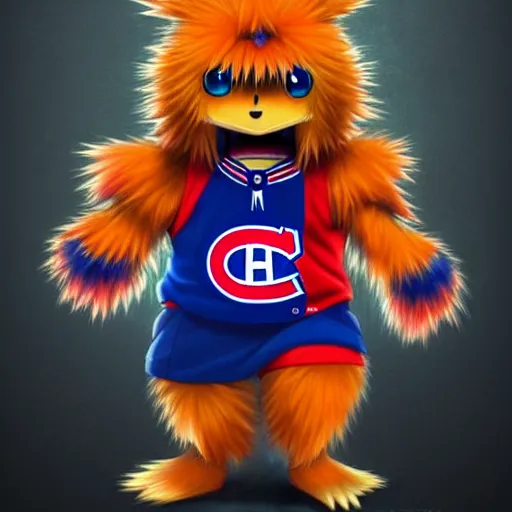 Image similar to anime Portrait of Youppi the Habs Montreal Canadiens Mascot as an evolved powerful pokemon, highly detailed anime, 1990s, smooth, sharp focus, dynamic lighting, intricate, trending on ArtStation, illustration pokemon, art by WLOP