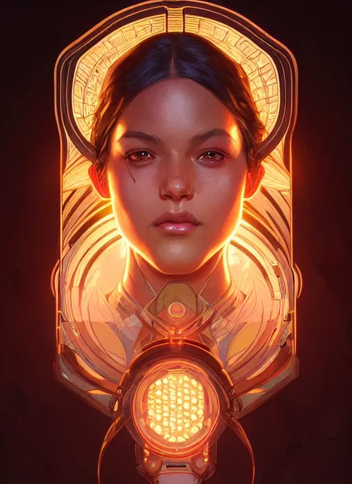 Image similar to symmetry!! portrait of apex legends, intricate, elegant, glowing lights!! highly detailed, digital painting, artstation, concept art, smooth, sharp focus, illustration, art by artgerm and greg rutkowski and alphonse mucha